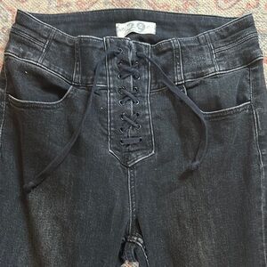 We The Free High Rise Black Jeans with Seam Details